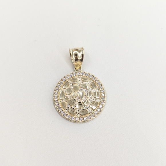 10kt Real Gold Nugget Round Pendant
